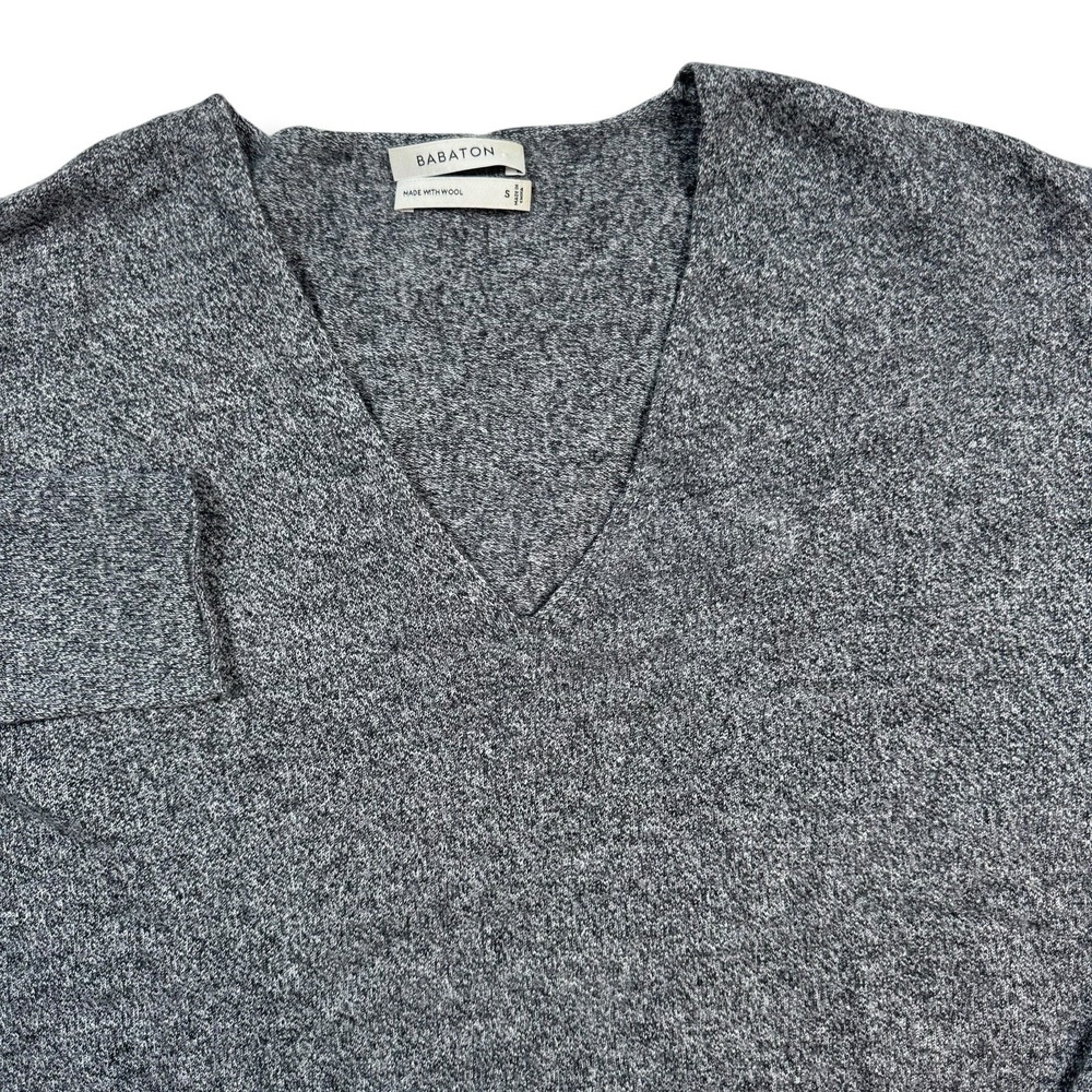 Babaton Aritzia Women's Sweater Gray Wool‎ Blend Long Sleeve V Neck Small